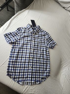 Polo by Ralph Lauren Blue & White Gingham Short Sleeve Button-Down